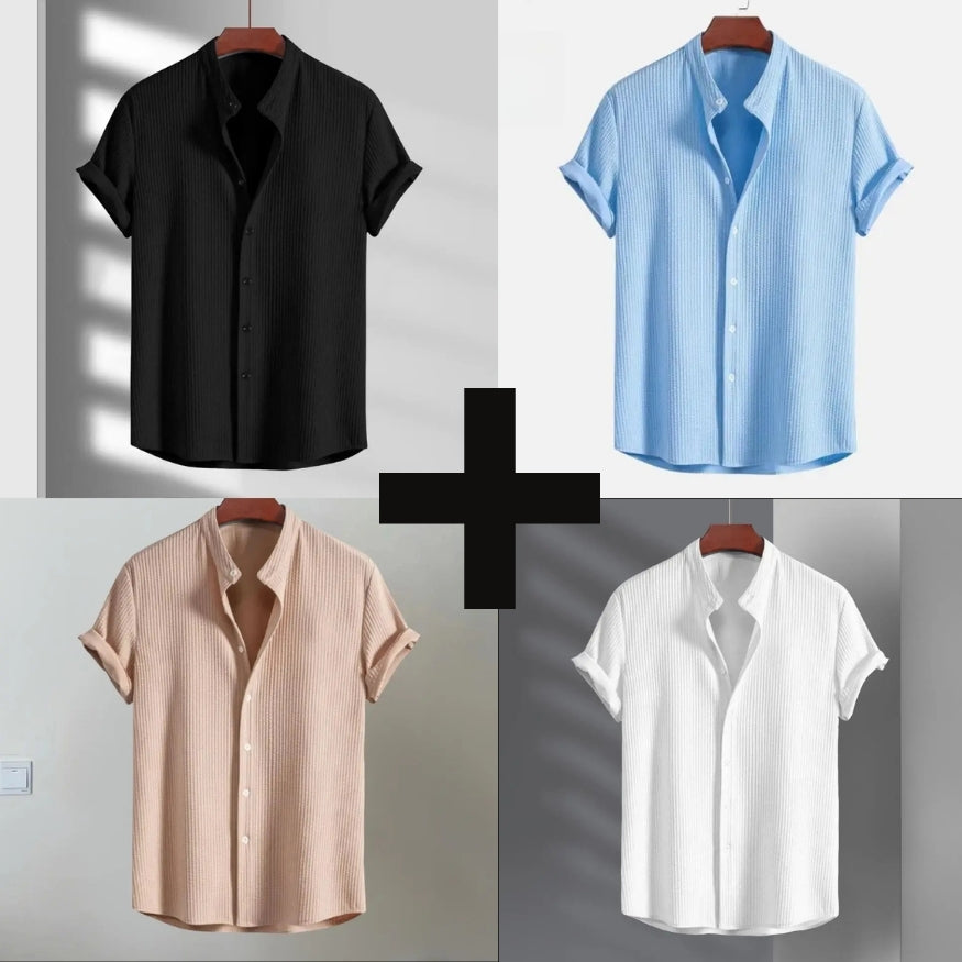 Men's Breathable Striped Short-Sleeve Shirt