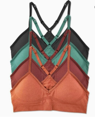 4-Pack Racerback Sports Bra V Neck for Women