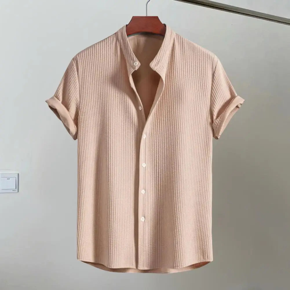 Men's Breathable Striped Short-Sleeve Shirt