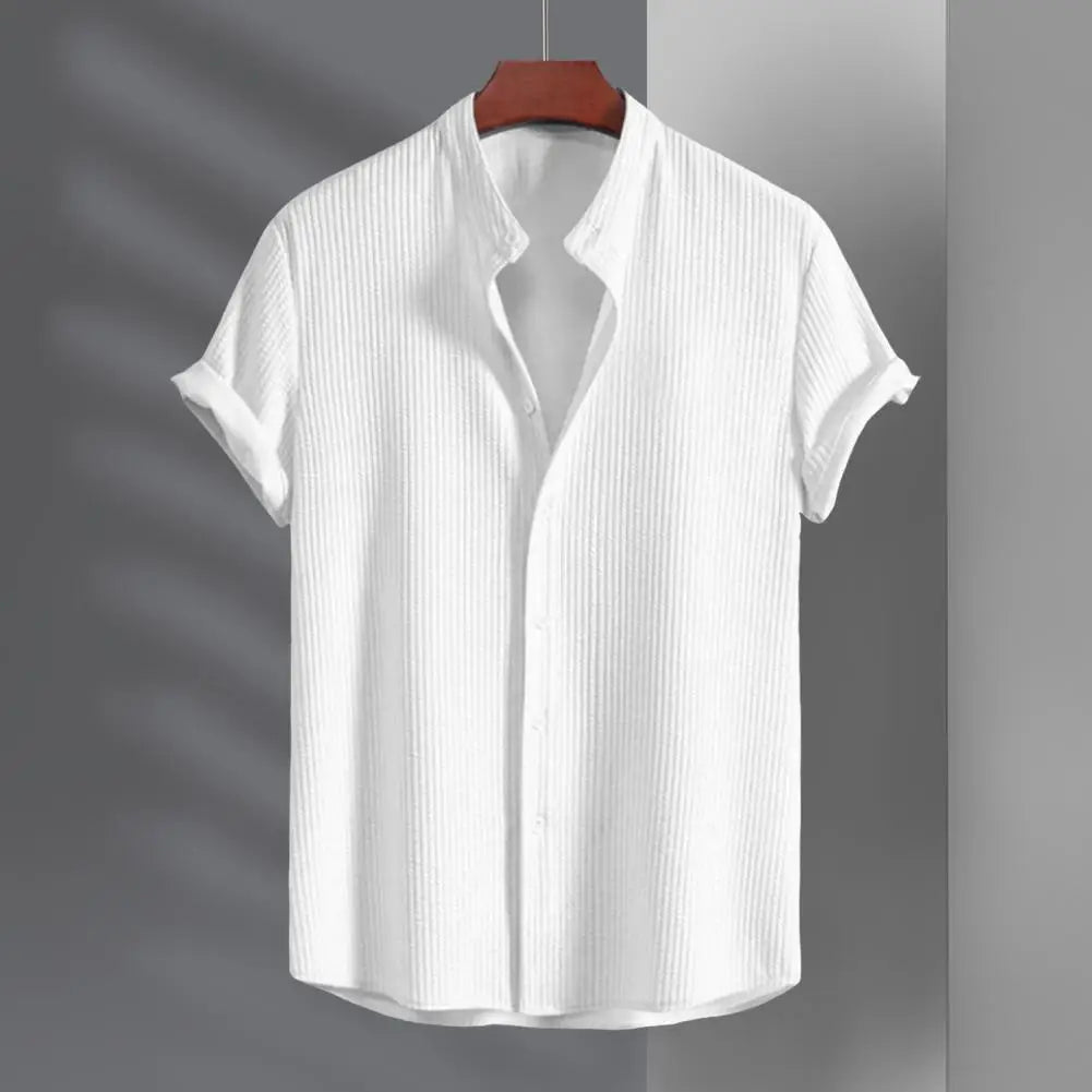 Men's Breathable Striped Short-Sleeve Shirt