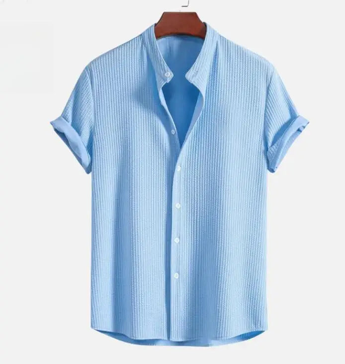 Men's Breathable Striped Short-Sleeve Shirt
