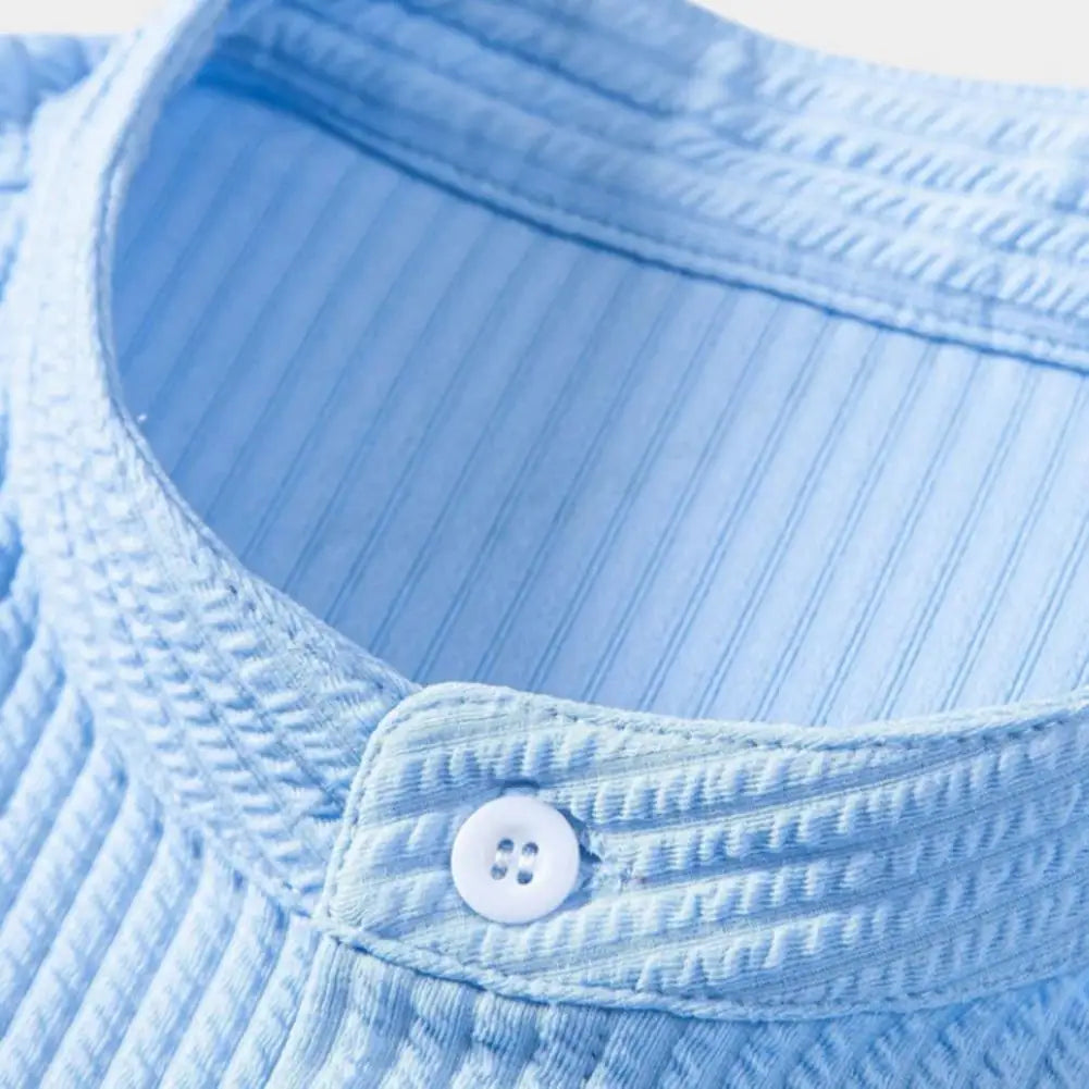Men's Breathable Striped Short-Sleeve Shirt