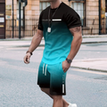 🌈👕 Men's Gradient Color 2-Piece Set – T-Shirt & Shorts, Breathable, Relaxed Fit 🩳