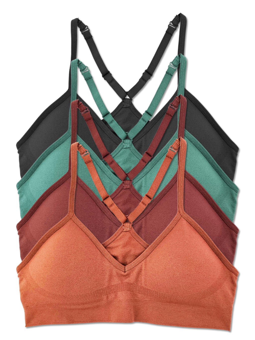 4-Pack Racerback Sports Bra V Neck for Women