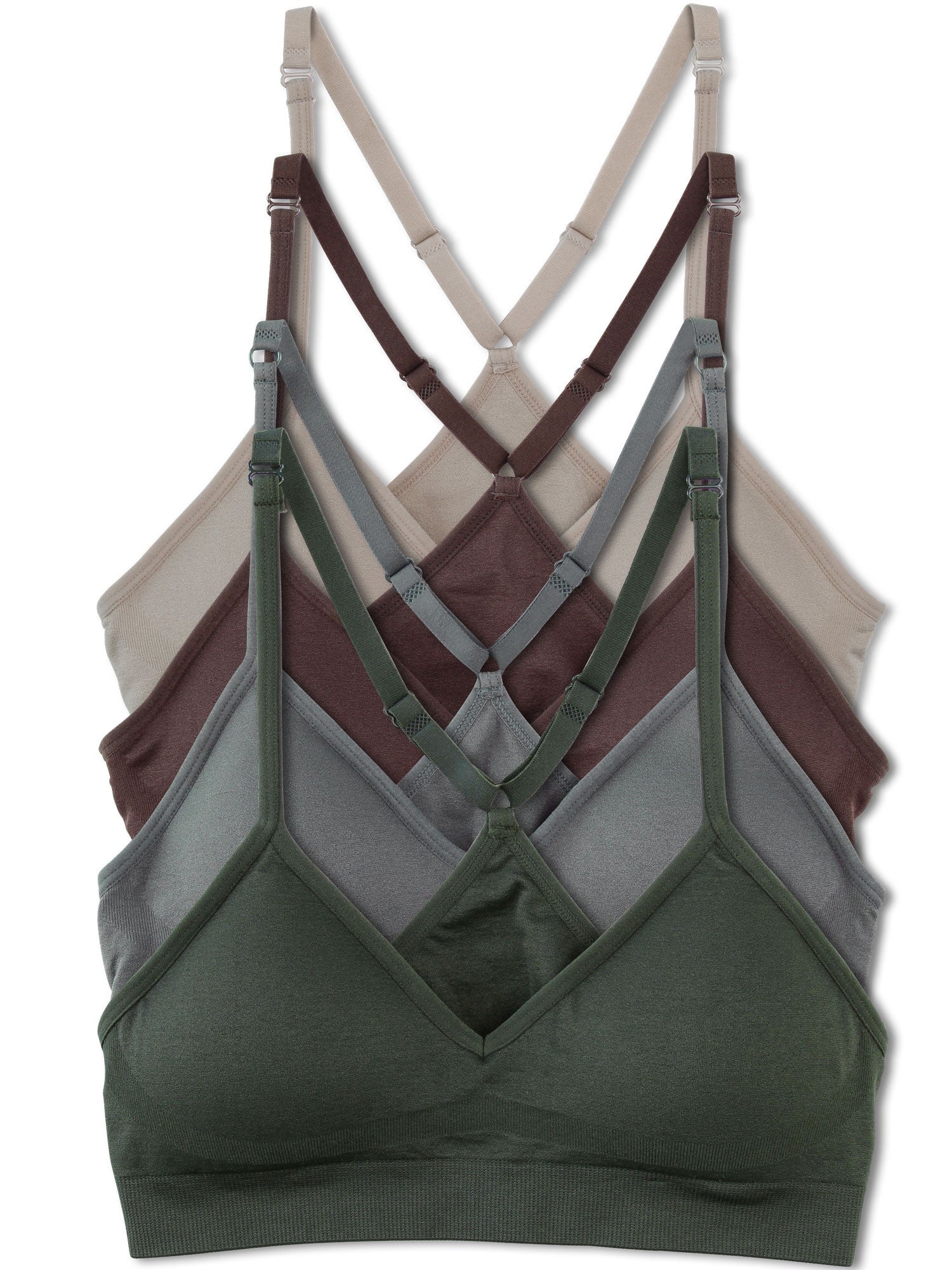 4-Pack Racerback Sports Bra V Neck for Women