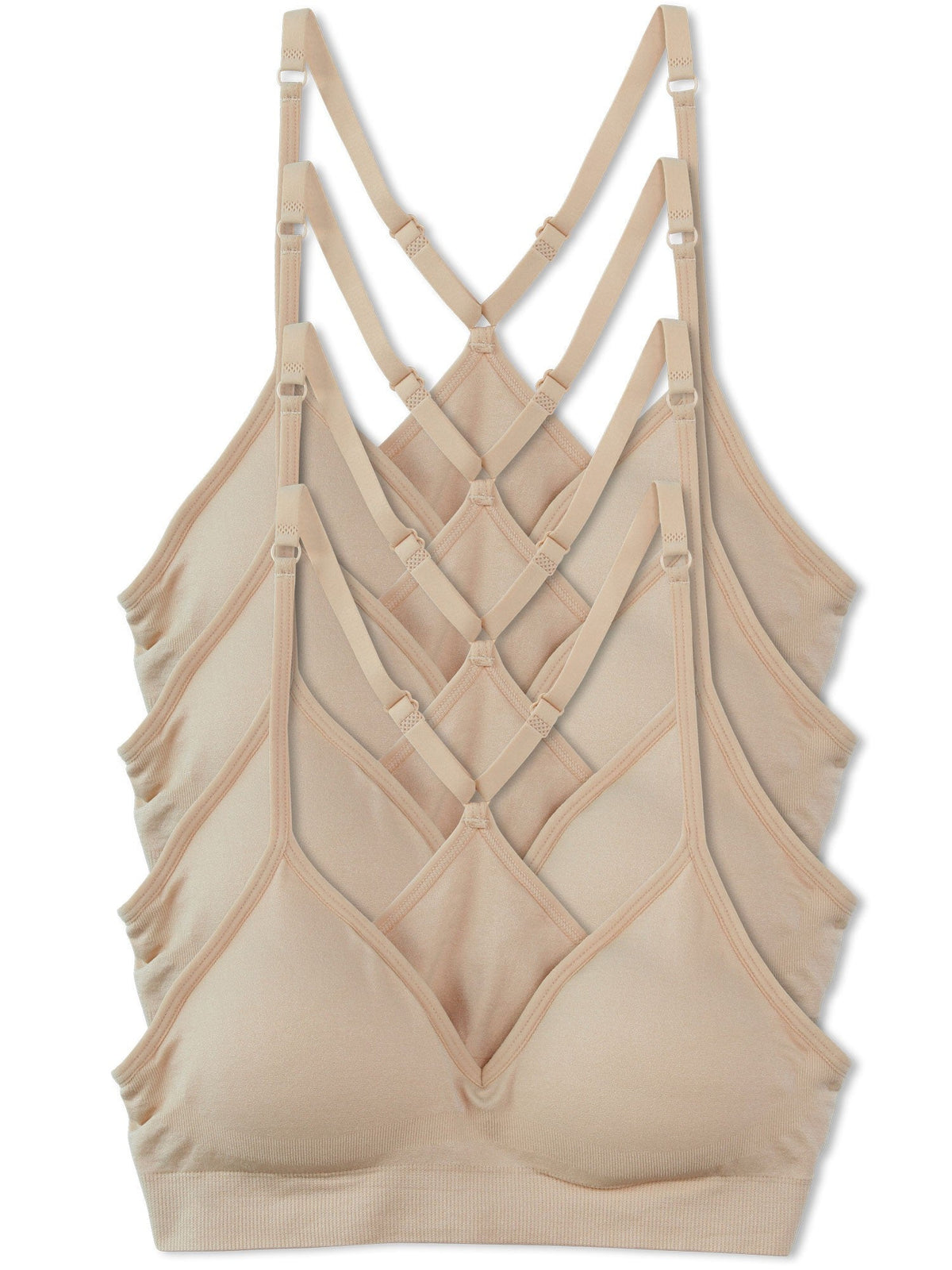 4-Pack Racerback Sports Bra V Neck for Women
