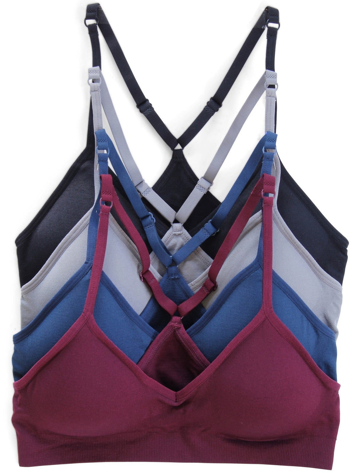4-Pack Racerback Sports Bra V Neck for Women