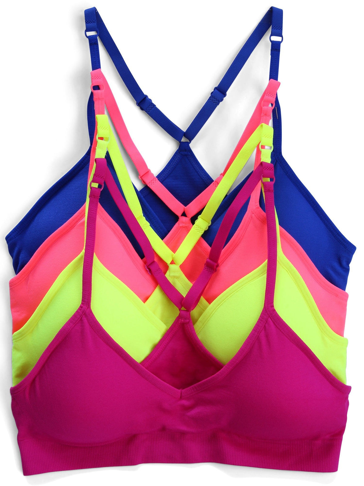 4-Pack Racerback Sports Bra V Neck for Women