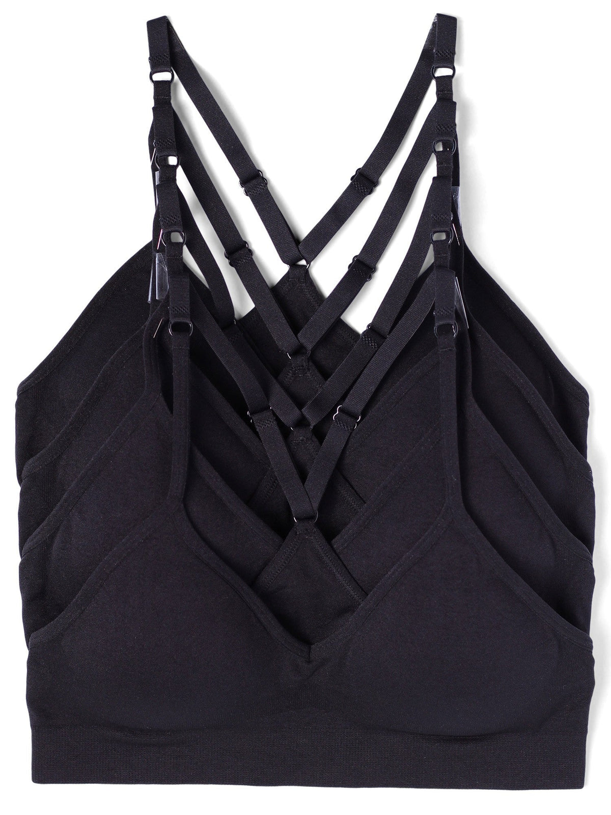 4-Pack Racerback Sports Bra V Neck for Women